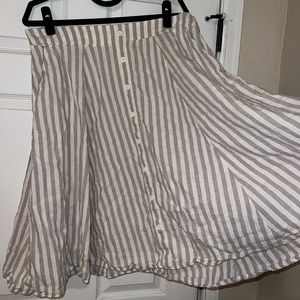 Linen Striped Mid Length Skirt Torrid